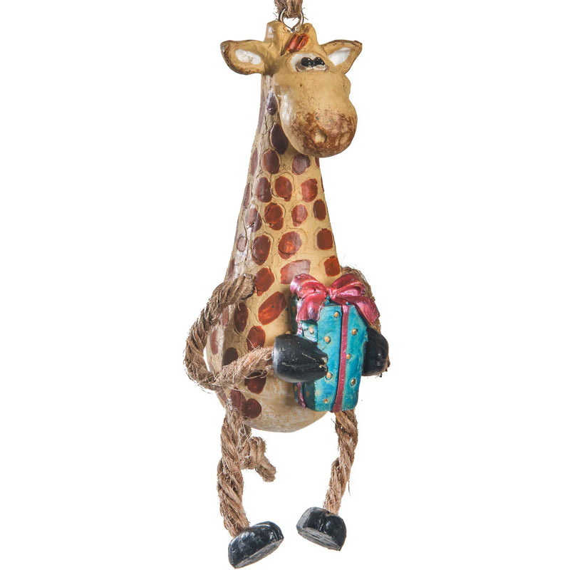 Giraffe with Present Ornament | Bert Anderson Collection