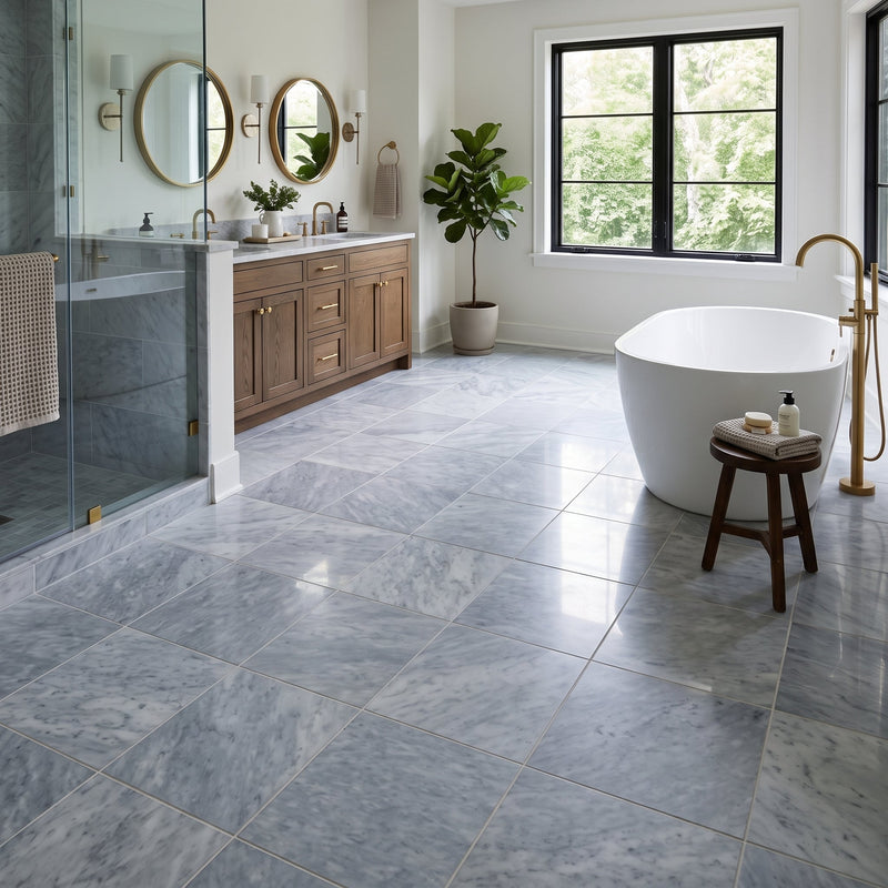 Bardiglio Light Polished Marble Tiles 18x18