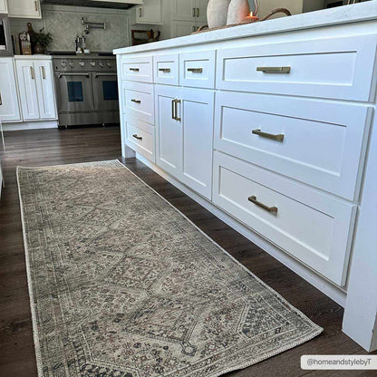 Barny Beige Flat Pile Washable Rug
