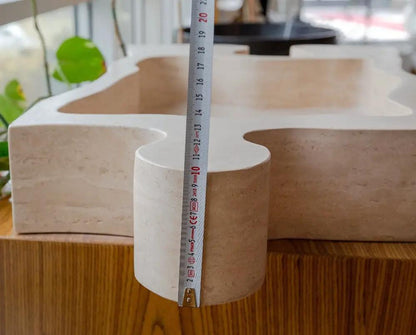 Natural Stone Beige Travertine Puzzle Vessel Sink 16x27.5 Inch