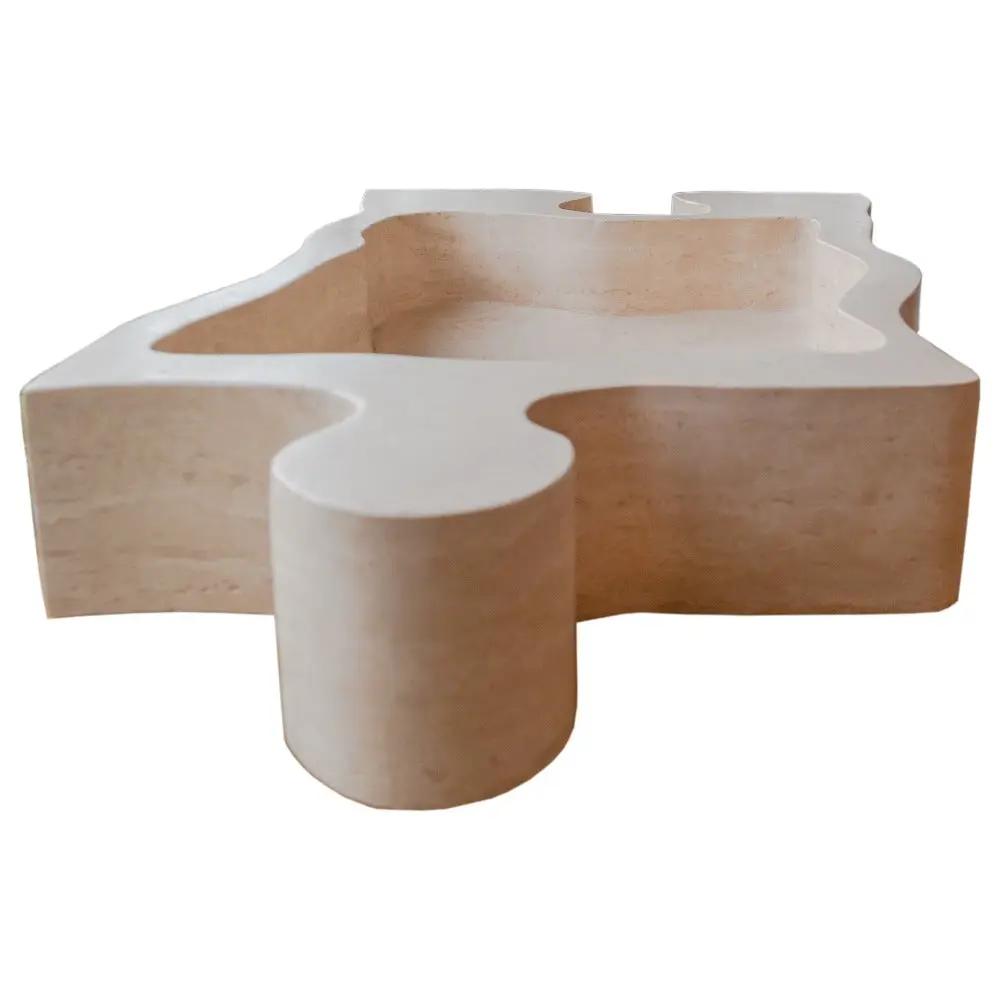 Natural Stone Beige Travertine Puzzle Vessel Sink 16x27.5 Inch