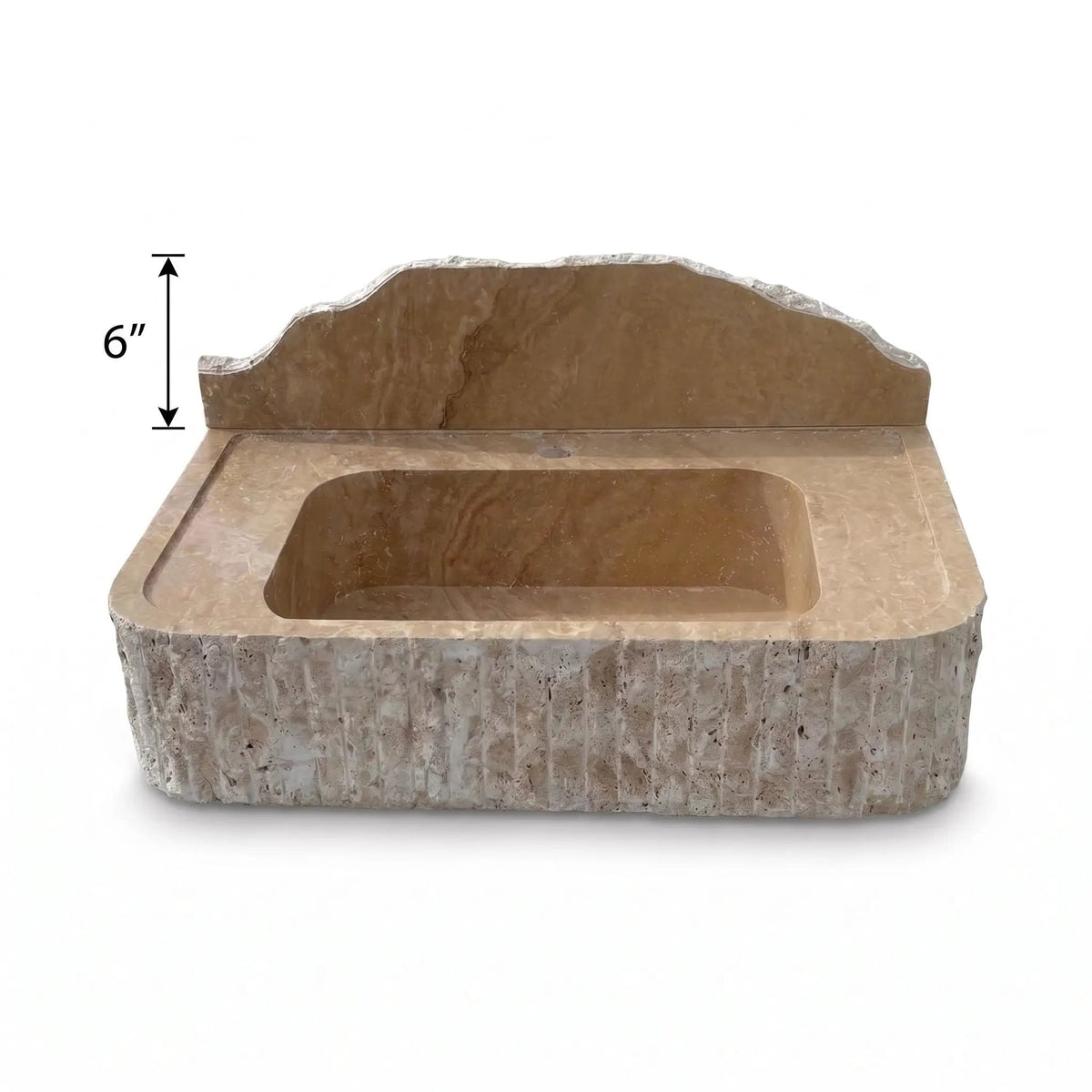 Beige Split-face Travertine Wall-Mount Vanity Sink 16x26 with backsplash