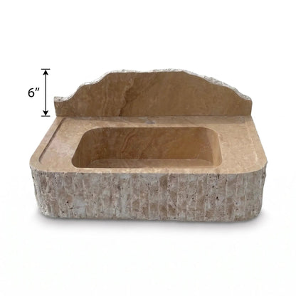 Beige Split-face Travertine Wall-Mount Vanity Sink 16x26 with backsplash