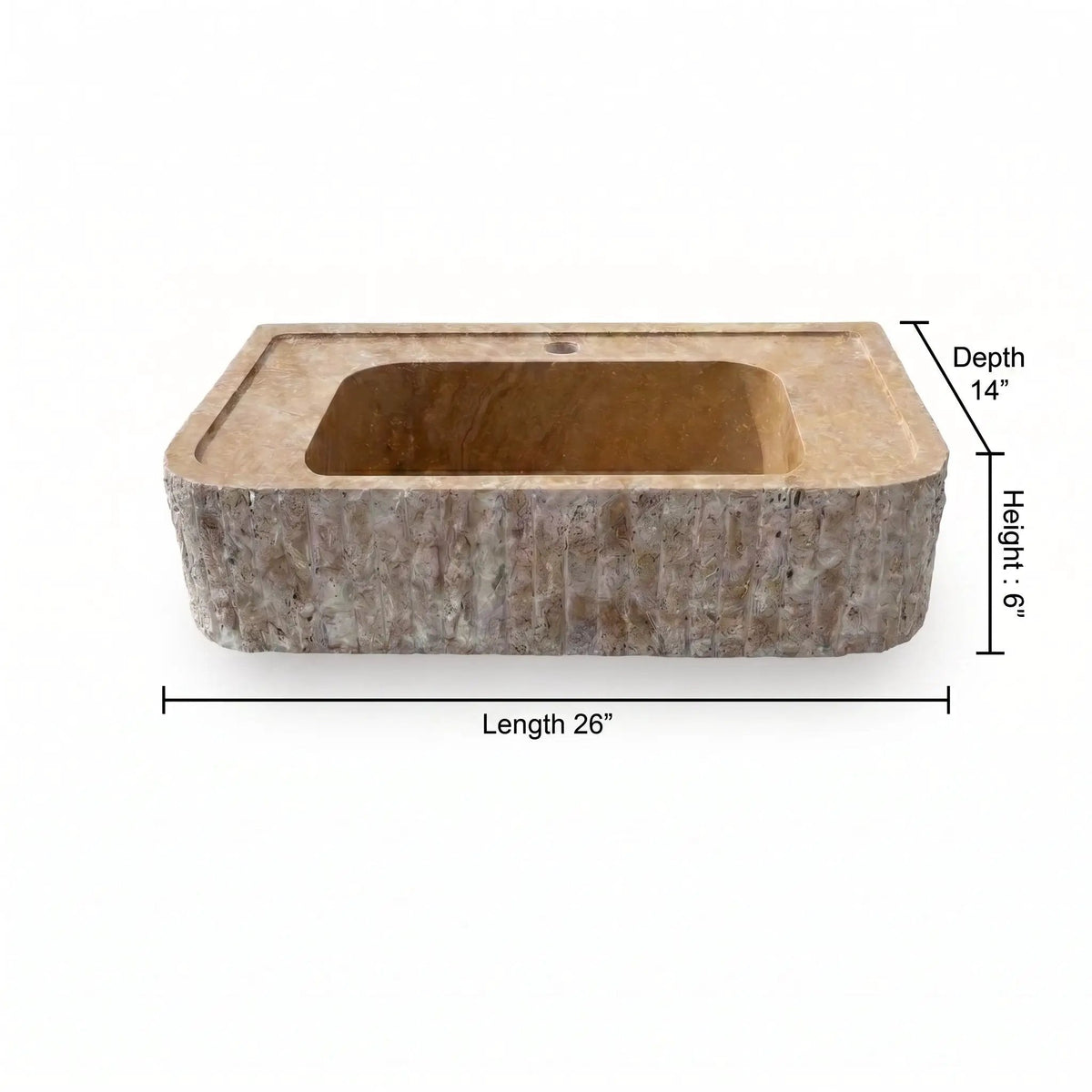 Beige Split-face Travertine Wall-Mount Vanity Sink 16x26 with backsplash