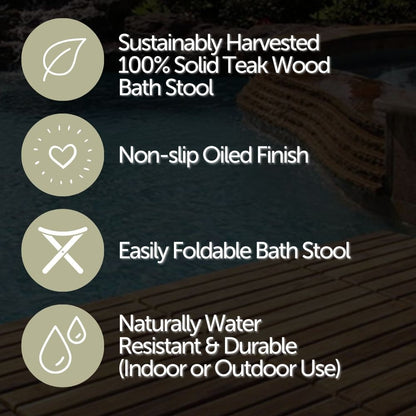 Winchester Teak Shower and Bath Folding Stool with Horizontal Slats