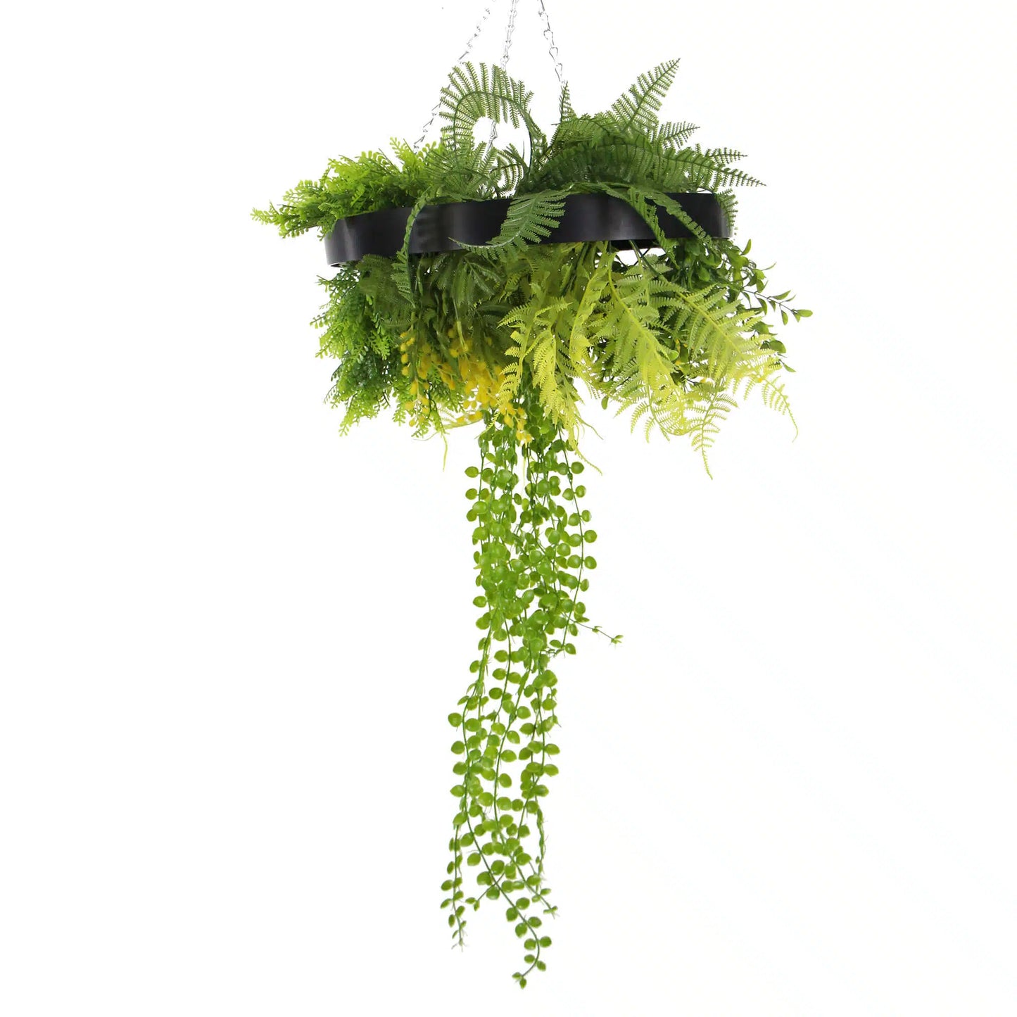 Draping Plant Artificial Roof Hanging Disc 15in long – Black Frame – UV Resistant