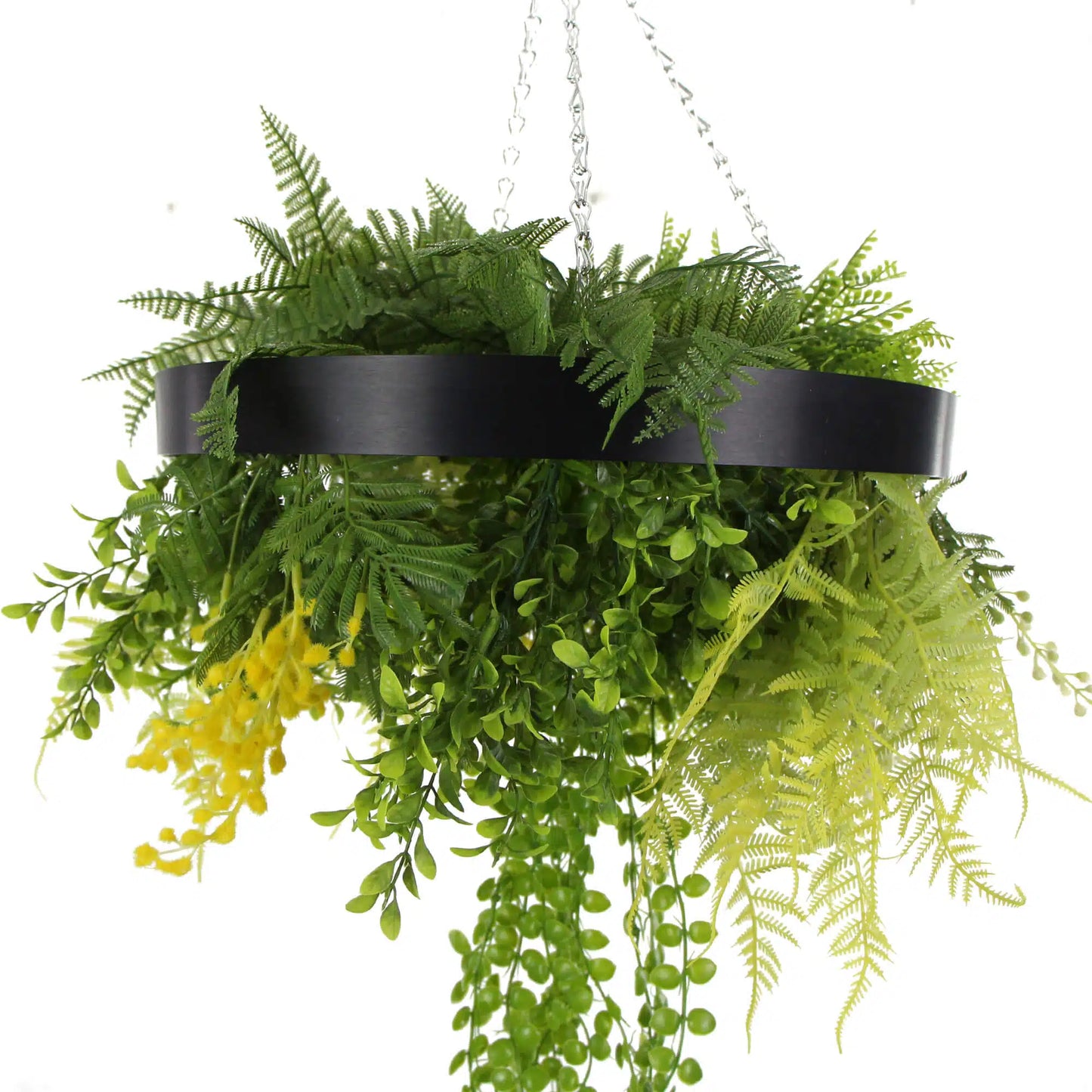 Draping Plant Artificial Roof Hanging Disc 15in long – Black Frame – UV Resistant
