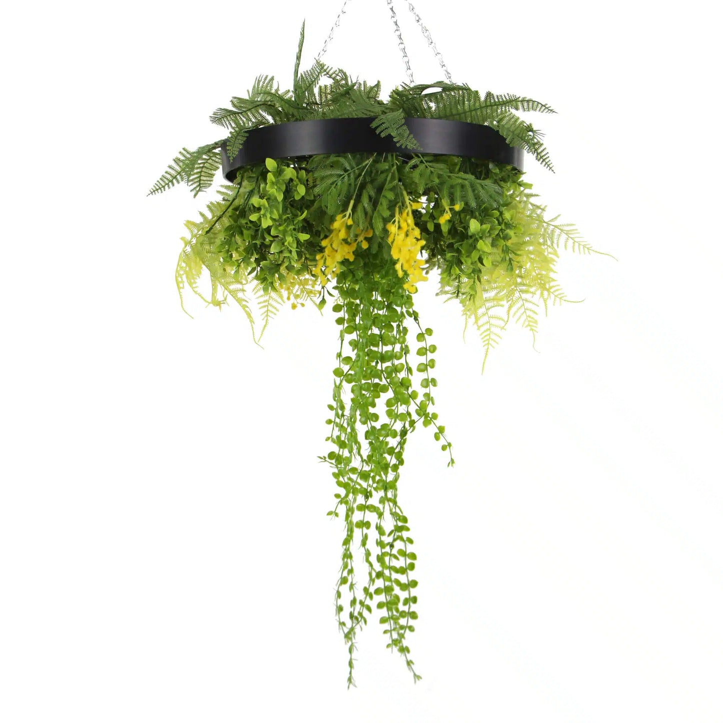 Draping Plant Artificial Roof Hanging Disc 15in long – Black Frame – UV Resistant