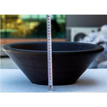 Black Andesite Natural Stone Vessel Sink Tapered Conical Honed Matte