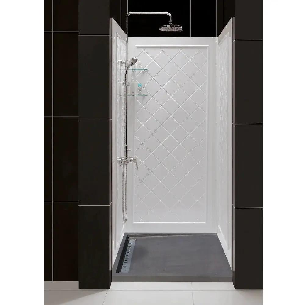 Black Basalt Rectangular Shower Base 32x48x3 - Honed Surface