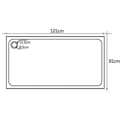 Black Basalt Rectangular Shower Base 32x48x3 - Honed Surface