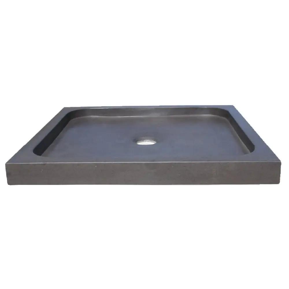 Black Basalt Natural Stone Square Shower Base - 36x36 Inches