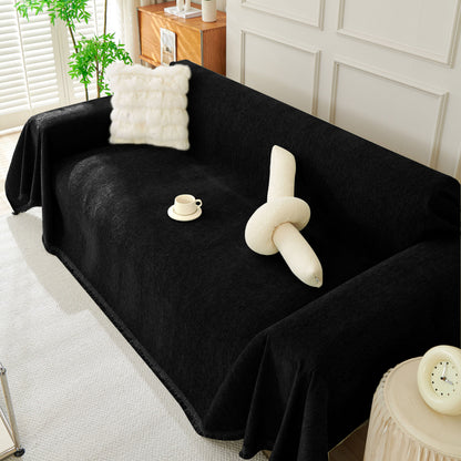 Solid Color Chenille Sofa Throw Blanket, Soft & Plush Decorative Couch Throw Cover