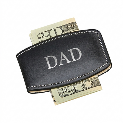 Black Leather Money Clip