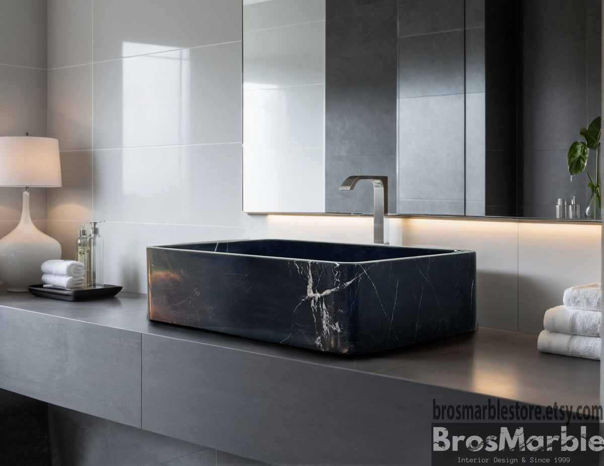 Custom Black Marble Sink