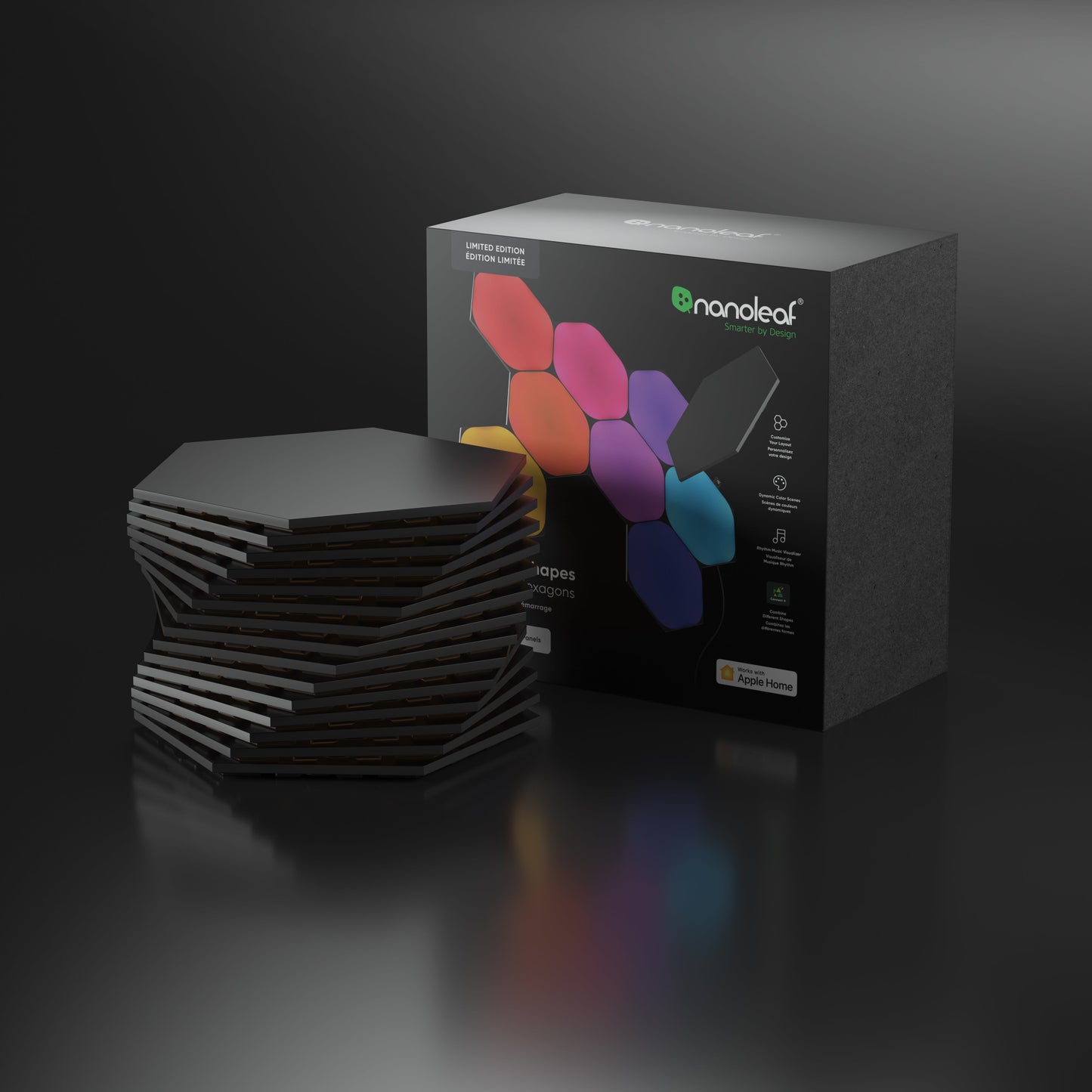 Shapes Limited Edition Ultra Black Hexagons Smarter Kit (15 Panels)