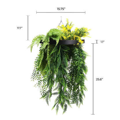 Bright Tropical Foliage Artificial Hanging Disc 25.6in long – Black Frame – UV Resistant