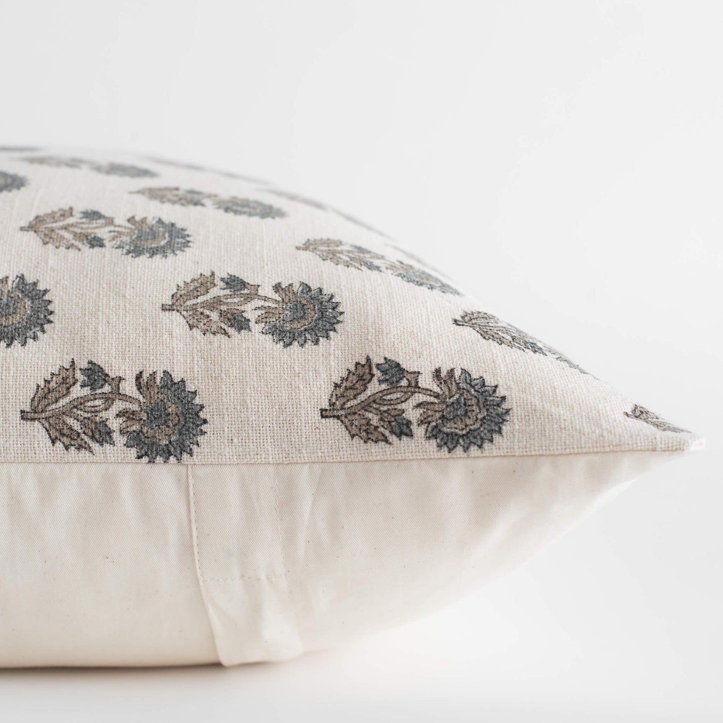 Lark Floral Block Printed Pillow Cover | Blue