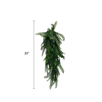 Dense Boston Fern Garland Artificial Hanging Bush 10.6×33in – NFPA701 Fire Rated – UV Resistant