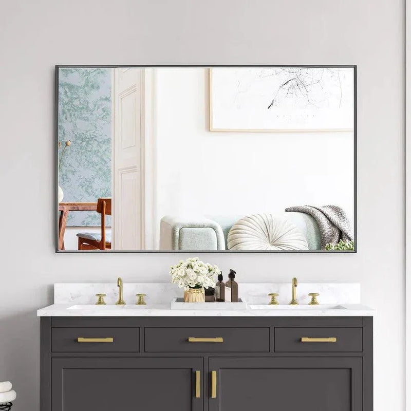 Reflections Sleek Modern Black Aluminum Framed Wall Mirror
