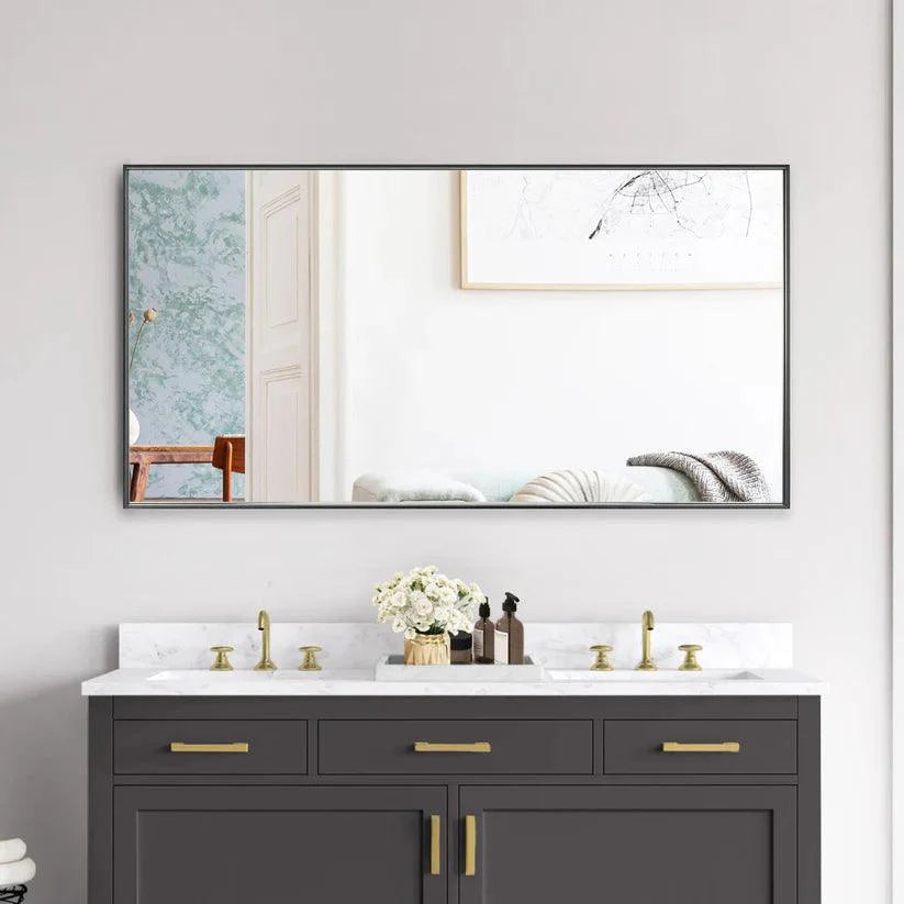 Reflections Sleek Modern Black Aluminum Framed Wall Mirror