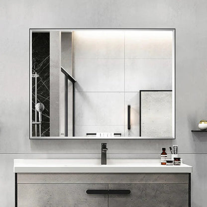Reflections Sleek Modern Black Aluminum Framed Beveled Wall Mirror