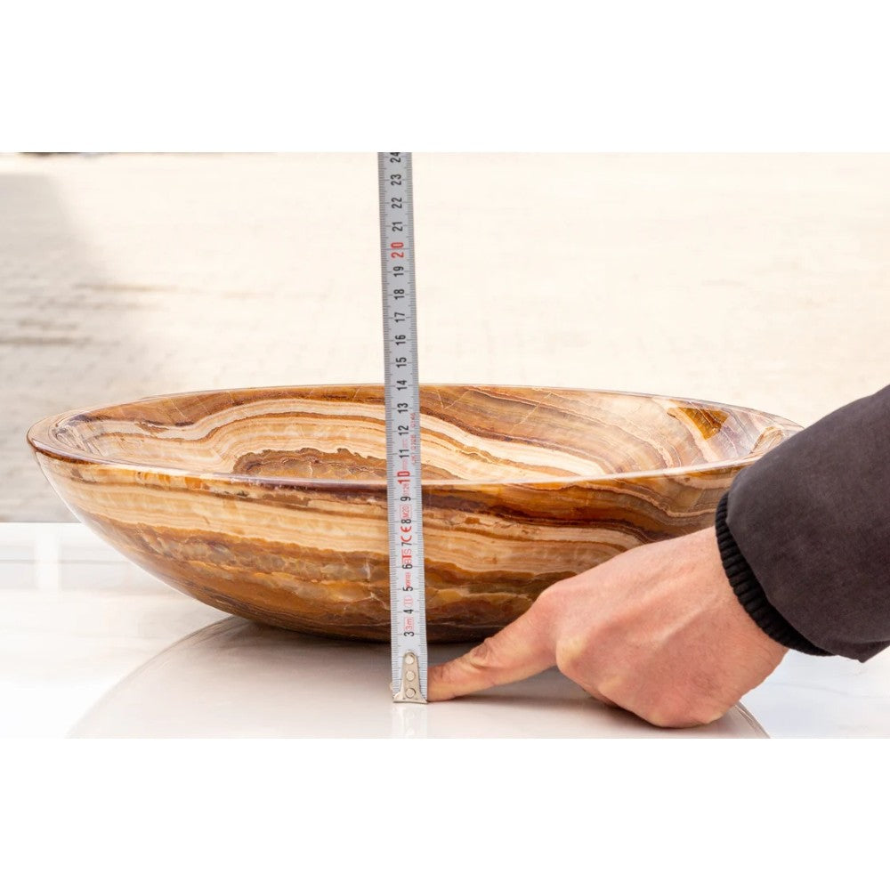 Brown Onyx Translucent Natural Stone Vessel Bowl Sink Polished  (D)16" (H)4"