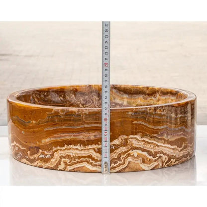 Brown Onyx Vessel Sink Polished 16x 6 Inch Natural Stone Bathroom Fixture