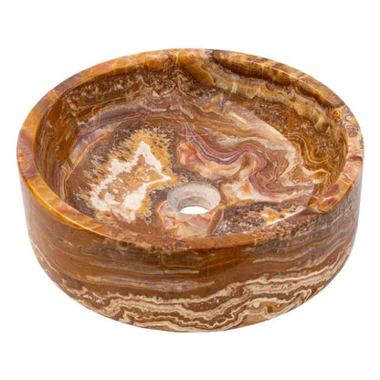 Brown Onyx Vessel Sink Polished 16x 6 Inch Natural Stone Bathroom Fixture