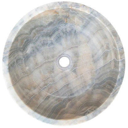 Gray Onyx Vessel Sink Polished 16 Inch Round Countertop Bathroom