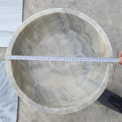 Gray Onyx Vessel Sink Polished 16 Inch Round Countertop Bathroom