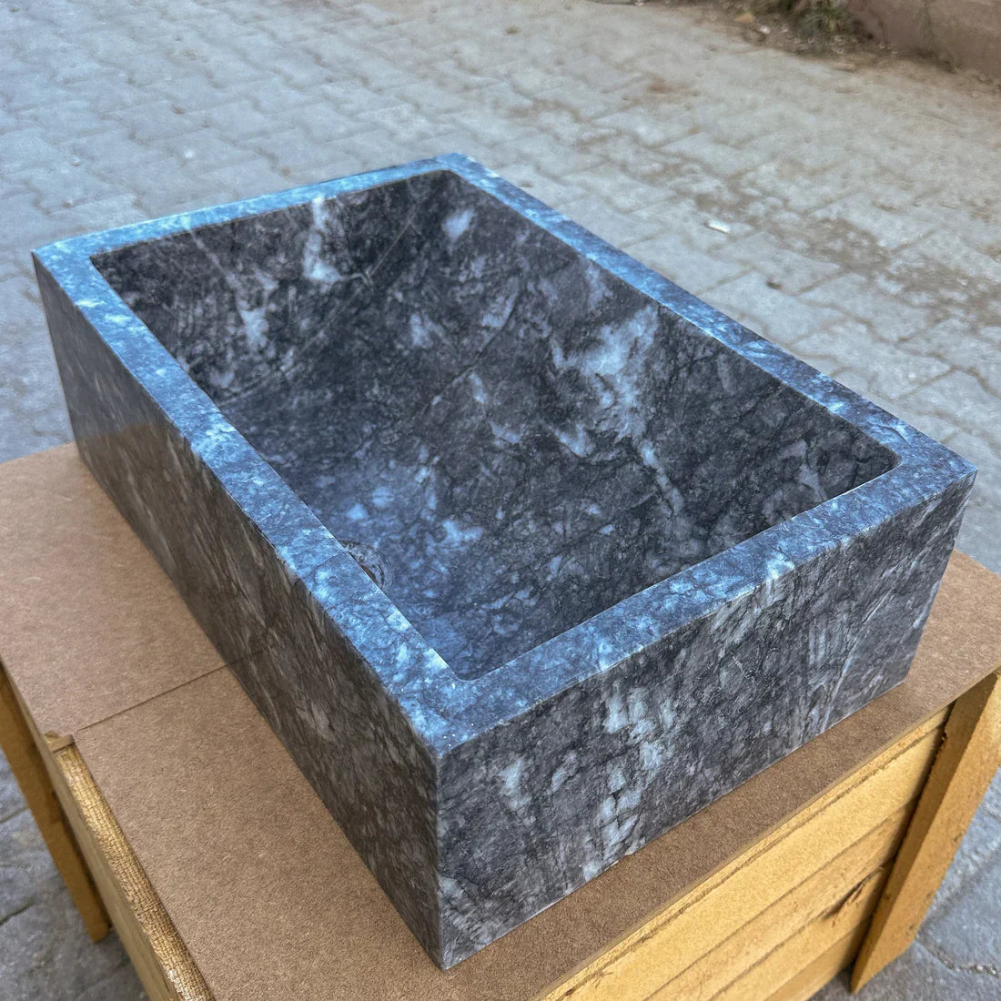 Bursa Gray Marble Rectangular Stone Above Vanity Bathroom Sink Polished (W)12" (L)18" (H)6" - In Stock