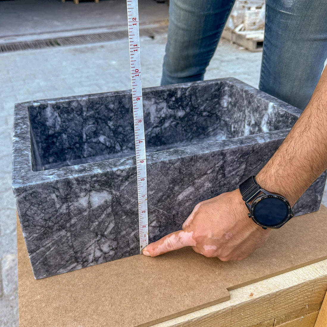 Bursa Gray Marble Rectangular Stone Above Vanity Bathroom Sink Polished (W)12" (L)18" (H)6" - In Stock