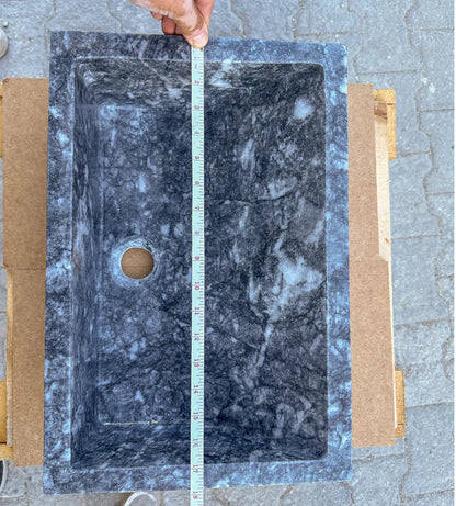 Bursa Gray Marble Rectangular Stone Above Vanity Bathroom Sink Polished (W)12" (L)18" (H)6" - In Stock