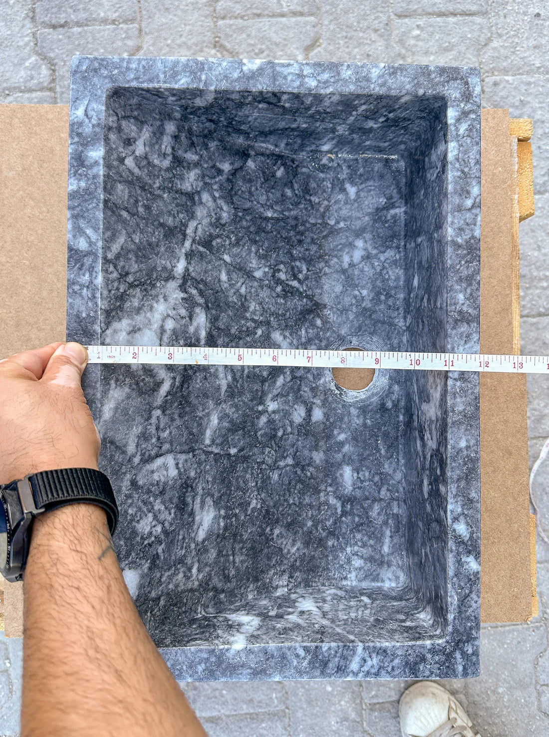 Bursa Gray Marble Rectangular Stone Above Vanity Bathroom Sink Polished (W)12" (L)18" (H)6" - In Stock