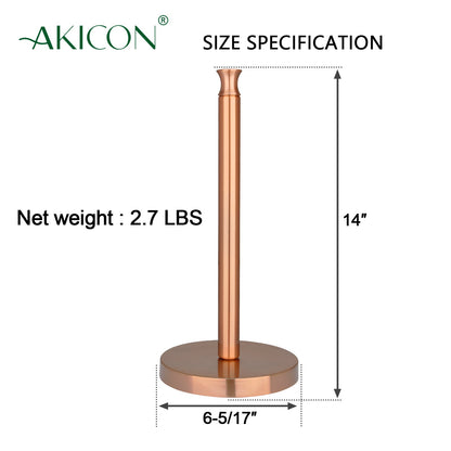 Copper Paper Towel Holder Roll Dispenser Stand for Kitchen Countertop & Dining Room Table