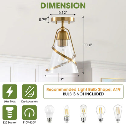 7 Inch Walker 1-Light Semi-Flush Mount Ceiling Light, view 9