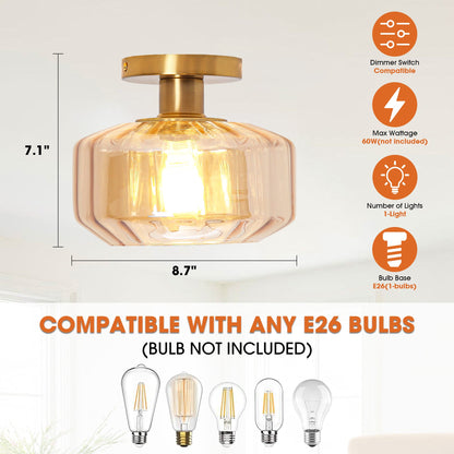9 Inch Gerald 1-Light Semi-Flush Mount Ceiling Light