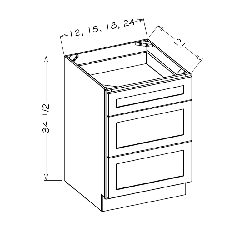 White Shaker 18" Vanity Drawer Base