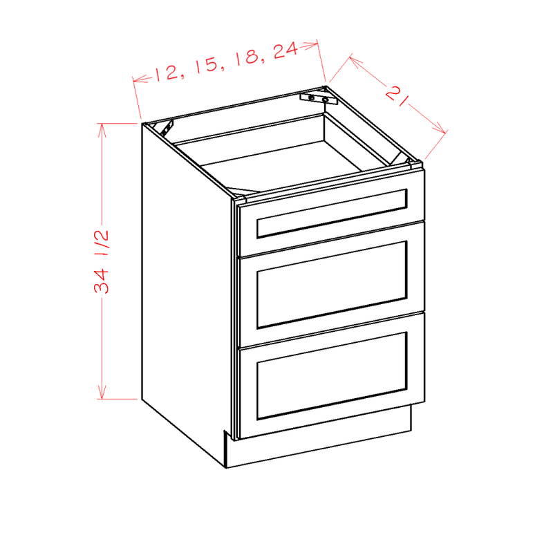 Greige Stained 24" Bathroom Vanity Drawer Base