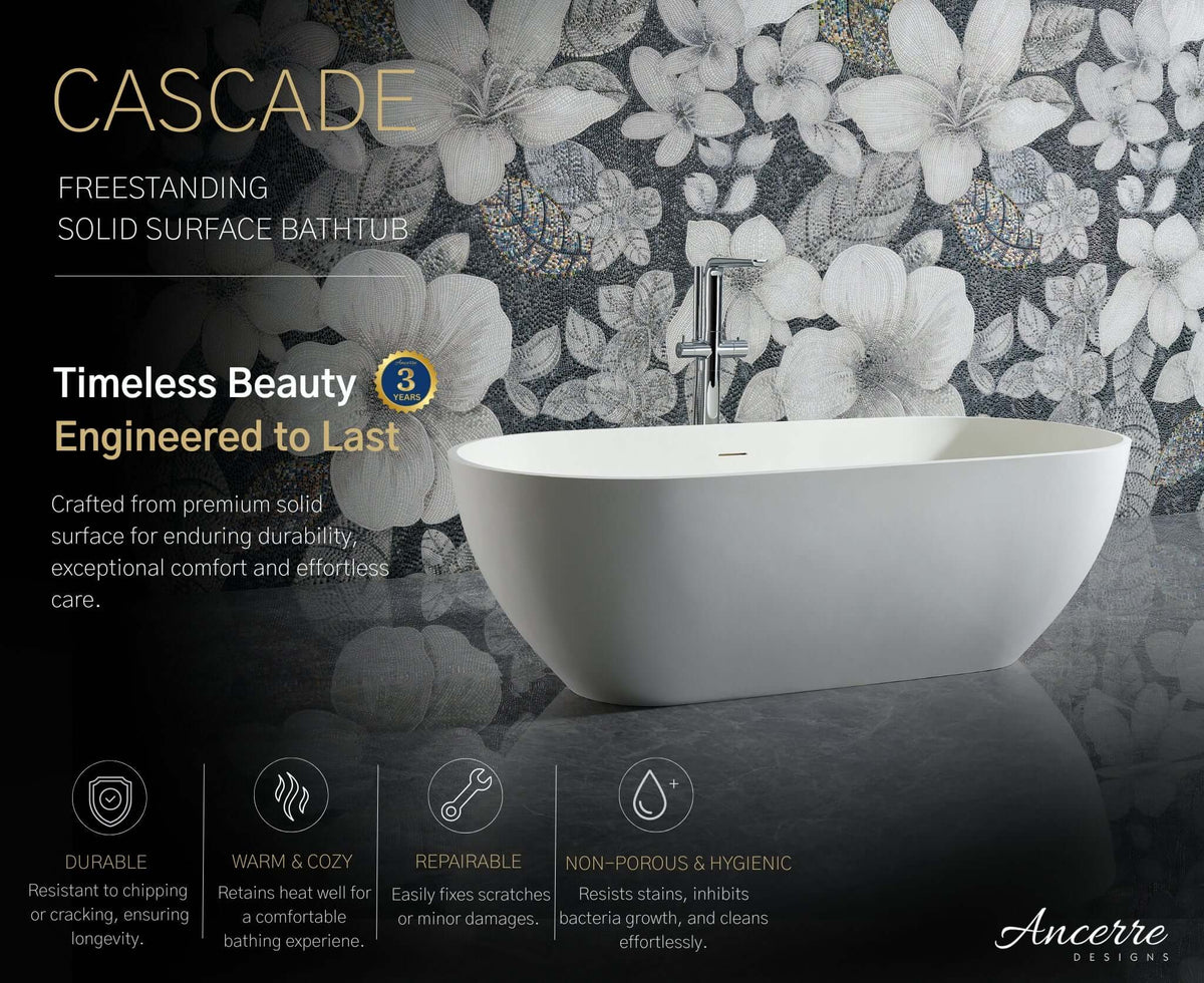 Cascade 69 ” Freestanding Solid Surface Bathtub