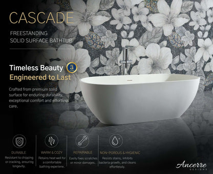 Cascade 69 ” Freestanding Solid Surface Bathtub