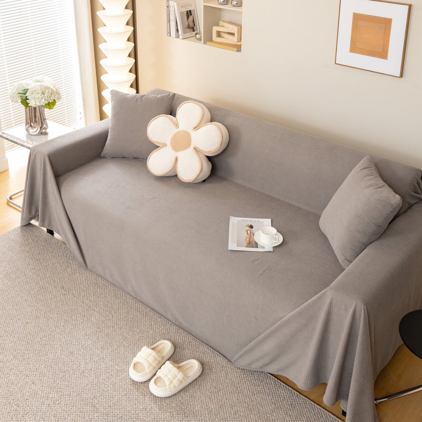 Waterproof Soft Cotton Plush Couch Cover Blanket, Extra Large Furniture Decoration Cover Sofa Slipcovers