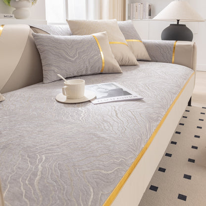 Modular Sofa Cover for Sectionals, Gold Striped Non-Slip Couch Protector