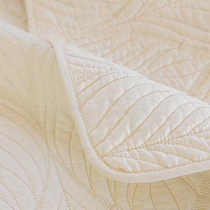 Leaf Vein Textured Cotton Quilted Sofa Slipcover, Non-Slip Modular Couch Covers