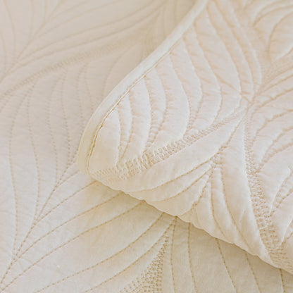Leaf Vein Textured Cotton Quilted Sofa Slipcover, Non-Slip Modular Couch Covers