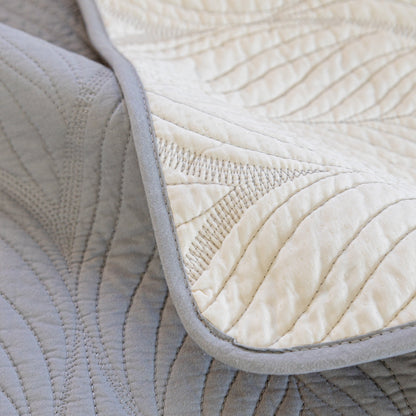 Leaf Vein Textured Cotton Quilted Sofa Slipcover, Non-Slip Modular Couch Covers