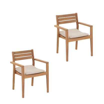 Oslo Natural Teak Outdoor Dining Chair (Set of 2 with Cushions)