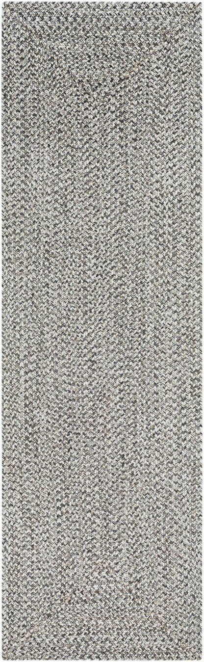 Cream Charcoal Braided Faux Jute Outdoor Rug