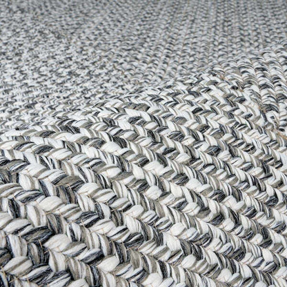 Cream Charcoal Braided Faux Jute Outdoor Rug